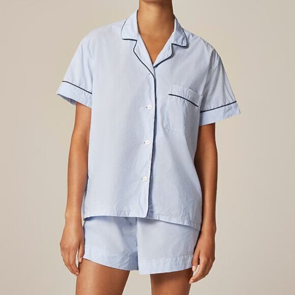 J. Crew Women's Pajama short set in end-on-end cotton Cool Lilac XS - Picture 2 of 6